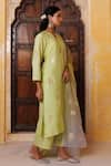 Bannhi By Priyanka Rathore_Green Silk, Organza Gota Patti, Embroidery Work Kurta Dhoti Pant And Dupatta Set _Online_at_Aza_Fashions