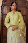 Buy_Bannhi By Priyanka Rathore_Green Silk, Organza Gota Patti, Embroidery Work Kurta Dhoti Pant And Dupatta Set _Online_at_Aza_Fashions