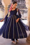 Shop Bannhi By Priyanka Rathore Navy Cotton Satin, Cotton, Silk, Organza Gota Patti, Detailed Anarkali Set Online at Aza Fashions Shop_Bannhi By Priyanka Rathore_Navy Cotton Satin, Cotton, Silk, Organza Gota Patti, Detailed Anarkali Set _Online_at_Aza_Fashions