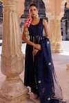 Bannhi By Priyanka Rathore Navy Cotton Satin, Cotton, Silk, Organza Gota Patti, Detailed Anarkali Set at Aza Fashions Bannhi By Priyanka Rathore_Navy Cotton Satin, Cotton, Silk, Organza Gota Patti, Detailed Anarkali Set _at_Aza_Fashions
