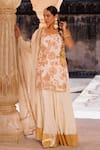 Bannhi By Priyanka Rathore Ivory Crepe, Tissue Embroidery, Sequins, Printed And Kurta Skirt Set With Dupatta at Aza Fashions Bannhi By Priyanka Rathore_Ivory Crepe, Tissue Embroidery, Sequins, Printed And Kurta Skirt Set With Dupatta _at_Aza_Fashions