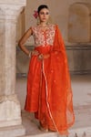 Bannhi By Priyanka Rathore Orange Silk, Organza Embroidery, Mirrors, Beads, Sequins Hand Anarkali Set Online at Aza Fashions Bannhi By Priyanka Rathore_Orange Silk, Organza Embroidery, Mirrors, Beads, Sequins Hand Anarkali Set _Online_at_Aza_Fashions