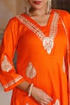 Bannhi By Priyanka Rathore_Orange Cotton, Silk, Organza Gota Patti, Anarkali Kurta Pant And Dupatta Set _Online_at_Aza_Fashions