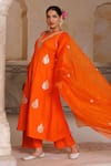 Shop_Bannhi By Priyanka Rathore_Orange Cotton, Silk, Organza Gota Patti, Anarkali Kurta Pant And Dupatta Set _Online_at_Aza_Fashions