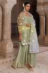 Buy_Bannhi By Priyanka Rathore_Green Silk, Organza Gota Patti, Embroidery Work Kurta And Sharara Set With Dupatta _Online_at_Aza_Fashions