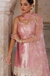 Bannhi By Priyanka Rathore_Pink Tissue, , Organza Embroidery, Embellished Kurta Sharara Set _at_Aza_Fashions