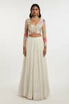 Buy_Basanti - Kapde Aur Koffee_Ivory Georgette Beads, Cut Work, Pearls, Sequins, Stones, Embroidery Lehenga Set _at_Aza_Fashions
