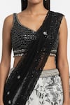 Shop Basanti - Kapde Aur Koffee Black Crepe Sequins, Beads, Embroidery V-neck White Lehenga Set at Aza Fashions Shop_Basanti - Kapde Aur Koffee_Black Crepe Sequins, Beads, Embroidery V-neck White Lehenga Set _at_Aza_Fashions