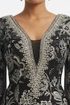 Shop_Basanti - Kapde Aur Koffee_Black Crepe Pearls, Stones V-neck Embroidered Jumpsuit _at_Aza_Fashions