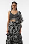 Shop_Basanti - Kapde Aur Koffee_Black Crepe Sequins, Pearls, Tassels Embroidered Pre-draped Saree With Blouse _at_Aza_Fashions