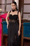 Shop_Seema Thukral_Black Chiffon, Organza, Satin Sequins, Beads Sweetheart Prerna Embellished Gown _Online_at_Aza_Fashions