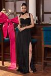 Buy_Seema Thukral_Black Chiffon, Organza, Satin Sequins, Beads Sweetheart Prerna Embellished Gown _at_Aza_Fashions