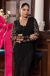 Seema Thukral Black Organza, Georgette, Satin Tina Embellished Blouse With Pre-stitched Saree Online at Aza Fashions Seema Thukral_Black Organza, Georgette, Satin Tina Embellished Blouse With Pre-stitched Saree _Online_at_Aza_Fashions