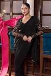 Buy Seema Thukral Black Organza, Georgette, Satin Tina Embellished Blouse With Pre-stitched Saree Online at Aza Fashions Buy_Seema Thukral_Black Organza, Georgette, Satin Tina Embellished Blouse With Pre-stitched Saree _Online_at_Aza_Fashions