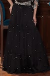 Seema Thukral_Black Chiffon, Georgette, Satin Sonam Embellished Asymmetric Blouse With Skirt _Online_at_Aza_Fashions