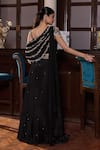Shop_Seema Thukral_Black Chiffon, Georgette, Satin Sonam Embellished Asymmetric Blouse With Skirt _at_Aza_Fashions