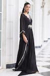Seema Thukral Black Chiffon, Satin Beads, Sequins, Metallic Jannat Embellished Draped Kaftan Online at Aza Fashions Seema Thukral_Black Chiffon, Satin Beads, Sequins, Metallic Jannat Embellished Draped Kaftan _Online_at_Aza_Fashions