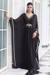Seema Thukral Black Chiffon, Satin Beads, Sequins, Metallic Jannat Embellished Draped Kaftan at Aza Fashions Seema Thukral_Black Chiffon, Satin Beads, Sequins, Metallic Jannat Embellished Draped Kaftan _at_Aza_Fashions