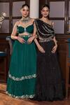 Seema Thukral_Emerald Green Chiffon, Satin, Organza Janam Embellished Blouse Lehenga Set _Online_at_Aza_Fashions
