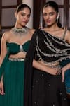 Buy_Seema Thukral_Emerald Green Chiffon, Satin, Organza Janam Embellished Blouse Lehenga Set _Online_at_Aza_Fashions