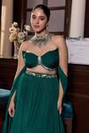 Shop_Seema Thukral_Emerald Green Chiffon, Satin, Organza Janam Embellished Blouse Lehenga Set _Online_at_Aza_Fashions