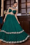 Buy_Seema Thukral_Emerald Green Chiffon, Satin, Organza Janam Embellished Blouse Lehenga Set 