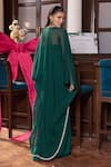 Shop_Seema Thukral_Emerald Green Chiffon, Organza, Satin Sequins, Bhawna Embellished Cape Pant Set _at_Aza_Fashions