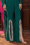 Buy_Seema Thukral_Emerald Green Chiffon, Organza, Satin Sequins, Bhawna Embellished Cape Pant Set _Online_at_Aza_Fashions