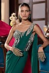 Buy_Seema Thukral_Emerald Green Georgette, Bhumika Embellished Corset With Pre-stitched Saree _Online_at_Aza_Fashions