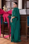 Shop_Seema Thukral_Emerald Green Silk, Satin Sequins, Stones, Embroidery Gunjan Embellished Kaftan _at_Aza_Fashions