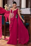 Buy_Seema Thukral_Pink Georgette, Organza, Satin Sequins, Avika Embellished Concept Saree Gown _at_Aza_Fashions