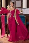 Buy_Seema Thukral_Pink Georgette, Organza, Satin Sequins, Avika Embellished Concept Saree Gown _Online_at_Aza_Fashions