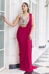 Buy Seema Thukral Pink Georgette, Satin Sequins, Shreeya Embellished Blouse With Pre-draped Saree at Aza Fashions Buy_Seema Thukral_Pink Georgette, Satin Sequins, Shreeya Embellished Blouse With Pre-draped Saree _at_Aza_Fashions