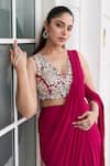 Seema Thukral Pink Georgette, Satin Sequins, Shreeya Embellished Blouse With Pre-draped Saree Online at Aza Fashions Seema Thukral_Pink Georgette, Satin Sequins, Shreeya Embellished Blouse With Pre-draped Saree _Online_at_Aza_Fashions