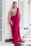 Buy Seema Thukral Pink Georgette, Satin Sequins, Shreeya Embellished Blouse With Pre-draped Saree Online at Aza Fashions Buy_Seema Thukral_Pink Georgette, Satin Sequins, Shreeya Embellished Blouse With Pre-draped Saree _Online_at_Aza_Fashions