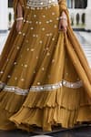 Seema Thukral_Gold Georgette, Satin, Organza Mirrors, Nidhi Embellished Blouse Lehenga Set _at_Aza_Fashions