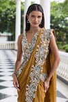 Seema Thukral_Gold Georgette, Organza, Niharika Embellished Blouse With Pre-stitched Saree _at_Aza_Fashions