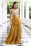 Buy Seema Thukral Gold Organza, Satin Embroidery, Supriya Embellished Peplum Top And Gharara Set Online at Aza Fashions Buy_Seema Thukral_Gold Organza, Satin Embroidery, Supriya Embellished Peplum Top And Gharara Set _Online_at_Aza_Fashions