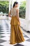 Seema Thukral Gold Organza, Satin Embroidery, Supriya Embellished Peplum Top And Gharara Set Online at Aza Fashions Seema Thukral_Gold Organza, Satin Embroidery, Supriya Embellished Peplum Top And Gharara Set _Online_at_Aza_Fashions