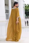 Shop_Seema Thukral_Gold Chiffon Beads, Sequins, Metallic Thread Shipra Embellished Draped Kaftan _at_Aza_Fashions