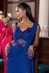 Buy_Seema Thukral_Blue Georgette, Net, Satin Beads, Sequins Ayushi Embellished Concept Saree Gown _Online_at_Aza_Fashions