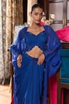 Seema Thukral Blue Georgette Beads, Sequins, Embroidery Pragya Embellished Cape Skirt Set at Aza Fashions Seema Thukral_Blue Georgette Beads, Sequins, Embroidery Pragya Embellished Cape Skirt Set _at_Aza_Fashions
