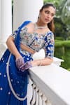 Buy Seema Thukral Blue Georgette, Satin, Net Embroidery, Heena Embellished Blouse Lehenga Set Buy_Seema Thukral_Blue Georgette, Satin, Net Embroidery, Heena Embellished Blouse Lehenga Set