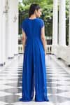 Shop_Seema Thukral_Blue Georgette, Satin Beads, Embroidery Khushi Embellished Pleated Jumpsuit _at_Aza_Fashions