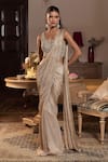 Buy_Seema Thukral_Gold Tissue, Satin Mirrors, Shagun Embellished Pre-stitched Saree With Blouse _at_Aza_Fashions