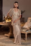 Buy_Seema Thukral_Gold Tissue, Satin Embroidery, Kangana Embellished Peplum Top With Draped Skirt _at_Aza_Fashions