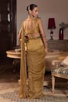 Shop_Seema Thukral_Gold Tissue, Satin Beads, Shivani Embellished Blouse With Pre-stitched Saree _at_Aza_Fashions