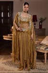 Buy_Seema Thukral_Gold Tissue, Satin Embroidery, Sequins, Stones, Navya Embellished Cape Skirt Set _at_Aza_Fashions