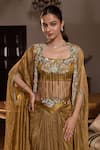 Seema Thukral_Gold Tissue, Satin Embroidery, Sequins, Stones, Navya Embellished Cape Skirt Set _Online_at_Aza_Fashions