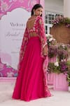 Shop Seema Thukral Fuchsia Organza, Georgette, Satin Embroidery, Saanvi Printed Blouse With Sharara at Aza Fashions Shop_Seema Thukral_Fuchsia Organza, Georgette, Satin Embroidery, Saanvi Printed Blouse With Sharara _at_Aza_Fashions